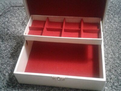 Vintage Leather, Velvet Fleur De Lis Jewelry Box