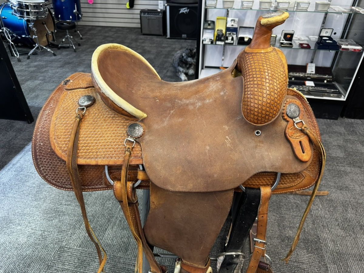 BILLY COOK BROWN LEATHER WESTERN ROPING SADDLE 15" #WCP039447