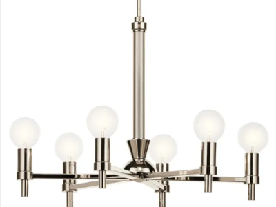 KICHLER TORVEE POLISHED NICKEL 6 LIGHT CHANDELIER