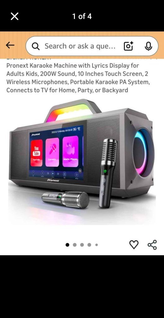 Karaoke Machine - 200W Sound, 10" Touch Screen, 2 Wireless Mics, TV Connect