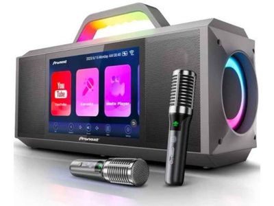 Karaoke Machine - 200W Sound, 10" Touch Screen, 2 Wireless Mics, TV Connect
