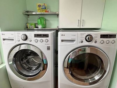 LG Front Load Washer and Gas Dryer Set with Storage Pedestals - White