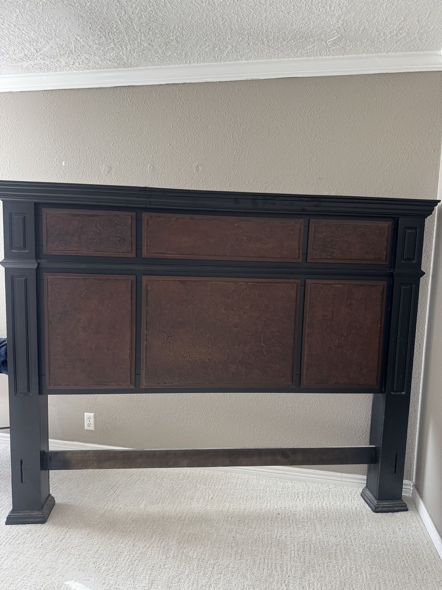 King size Wood Headboard in Black and Brown Finish