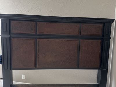 King size Wood Headboard in Black and Brown Finish