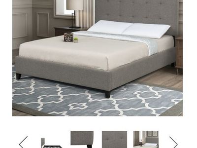 New King Upholstered Platform Bed Frame