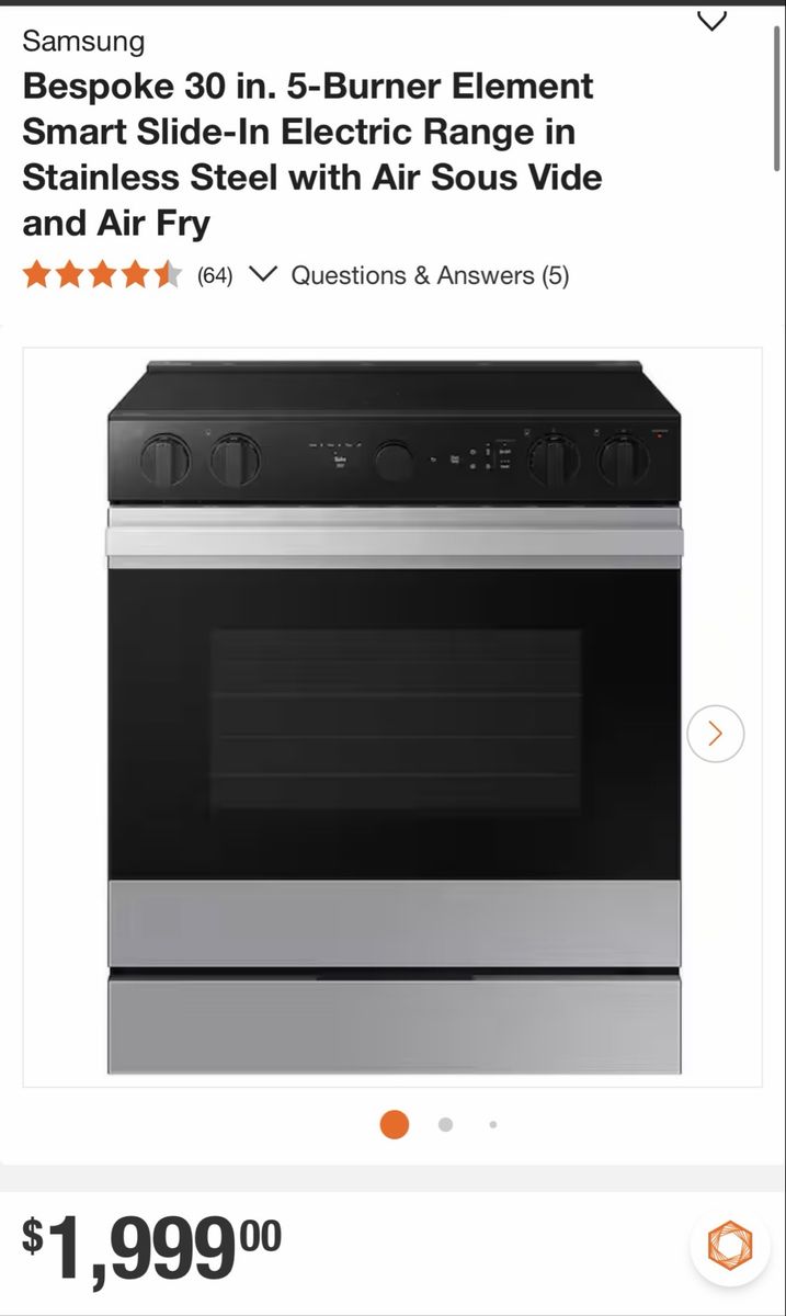 Samsung Bespoke 30” Smart Slide-In Electric Range