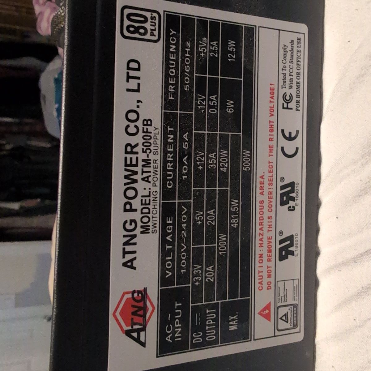 PC Power Supply 500watt 80plus