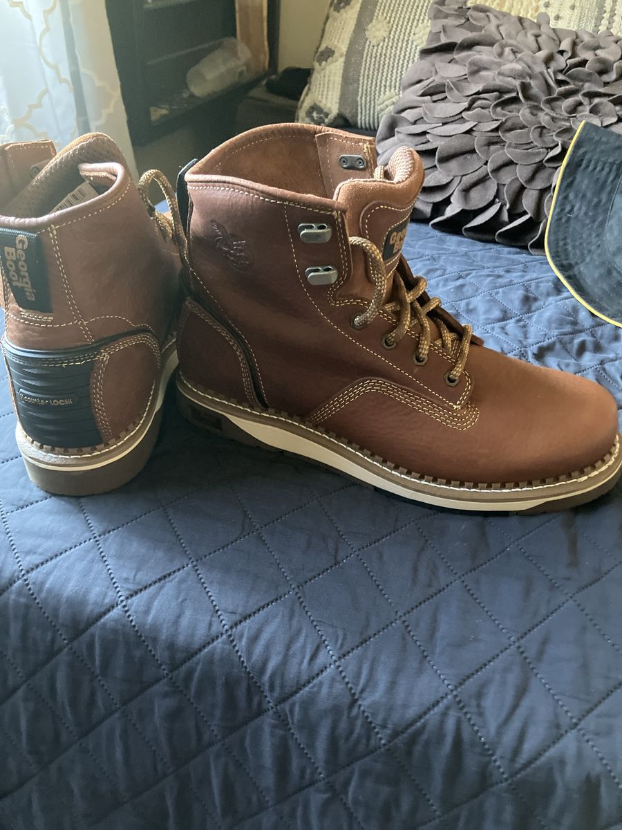 Georgia Boot Brown Leather Work Boots Counter Lock size 11