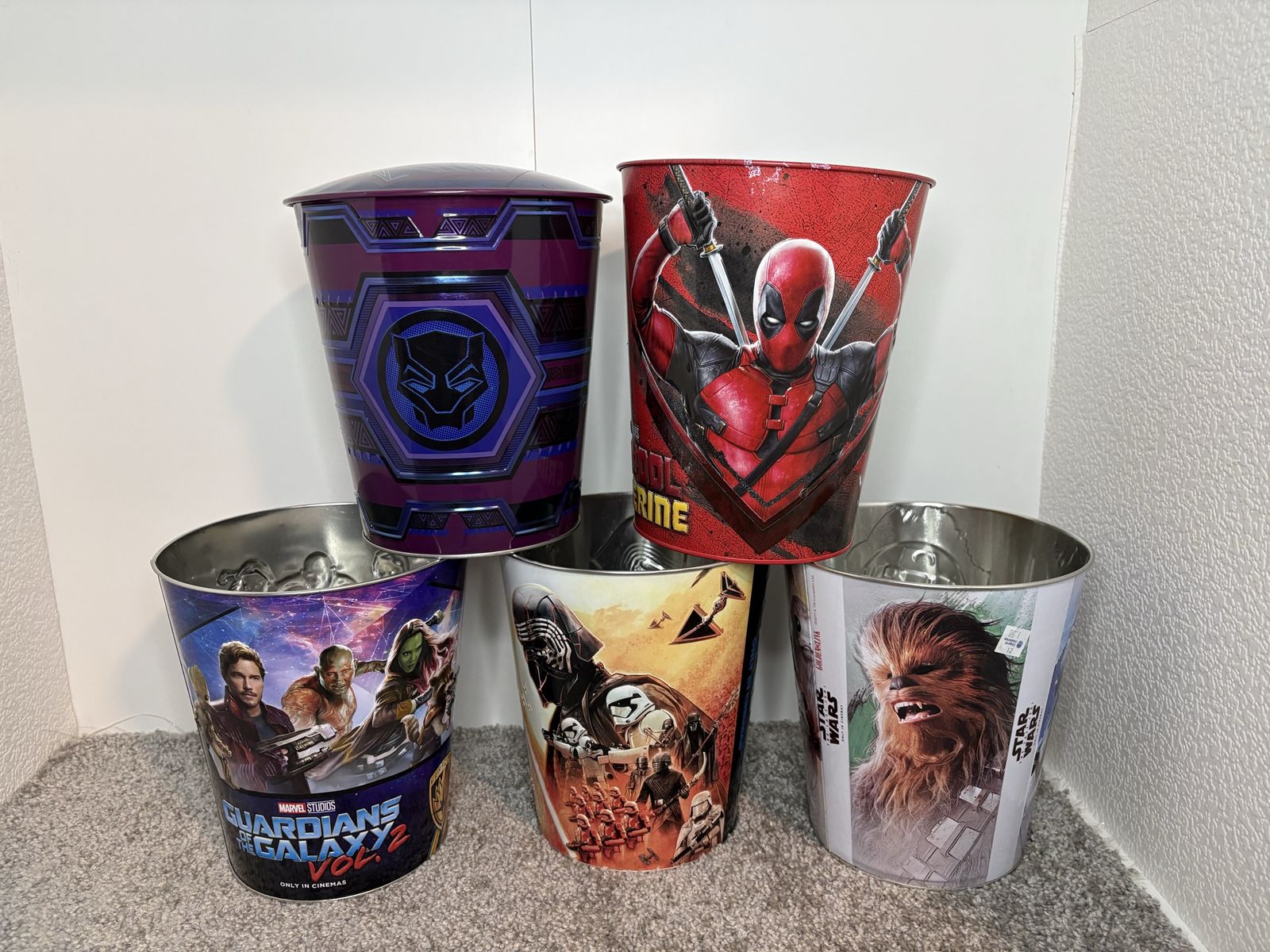 Marvel movie popcorn tins