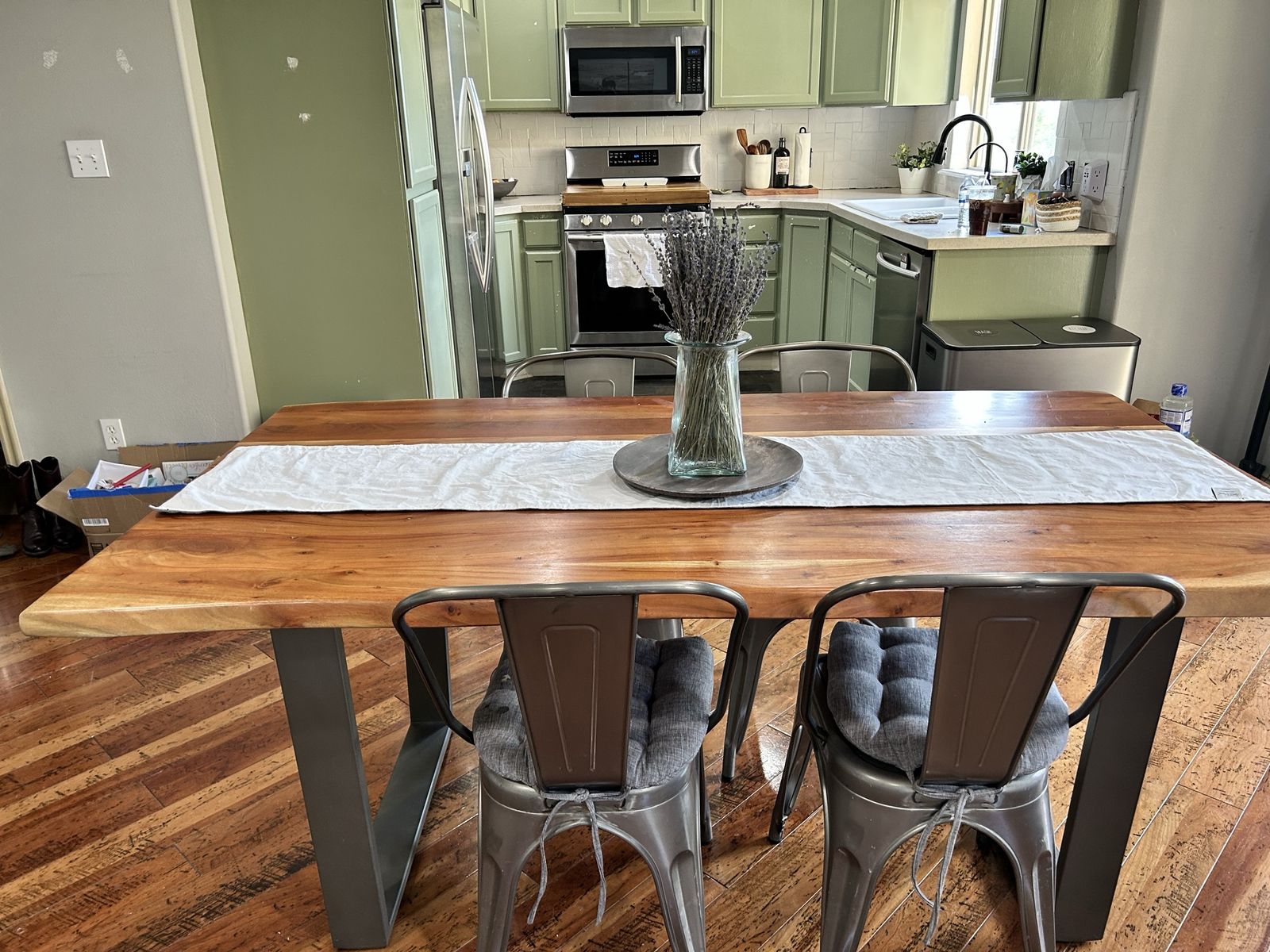 Live Edge Wooden Dining Table with Metal Legs