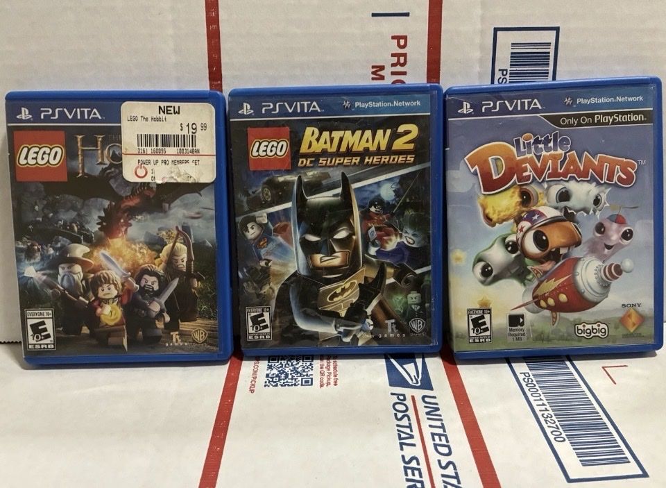 PlayStation Vita Game Lot of 3: Lego The Hobbit, Lego Batman 2 DC Super Heroes, Little Deviants