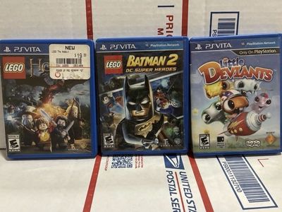 PlayStation Vita Game Lot of 3: Lego The Hobbit, Lego Batman 2 DC Super Heroes, Little Deviants