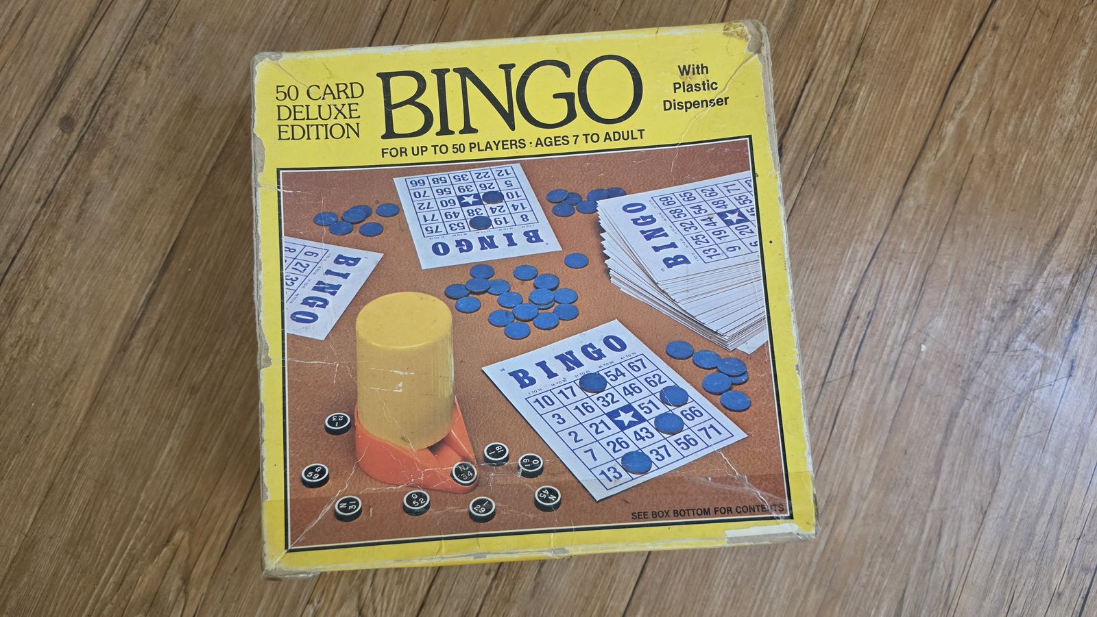 Vintage 50 Card Deluxe Edition Bingo Game with Plastic Dispenser - Ages 7 to Adult