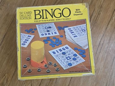 Vintage 50 Card Deluxe Edition Bingo Game with Plastic Dispenser - Ages 7 to Adult