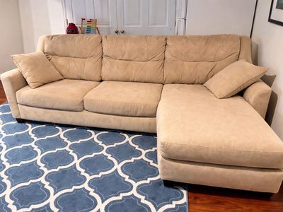 Beige L-Shaped Sectional Sofa