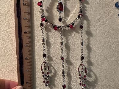 OOAK Red and Silver Sun Catcher, Glass beads, silver and red reclaimed jewelry