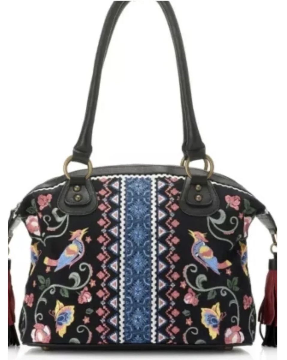 Andalusian Gardan Embroidered Leather Bird Satchel