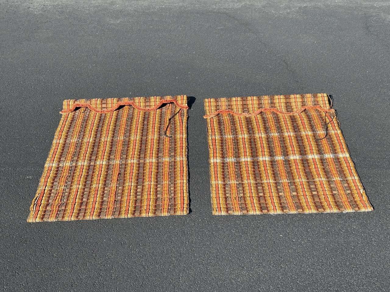Super groovy Vintage Del Mar Woven mid century Wooden Roman Shades Plush LoomTapestey