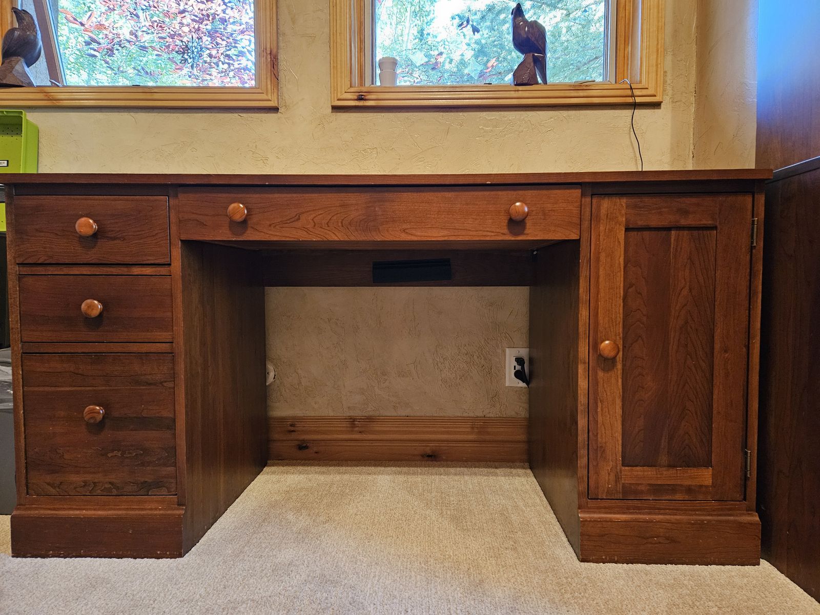 Solid Wood Executive Desk with Keyboard Tray