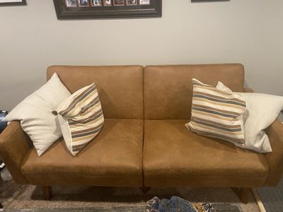 Vegan Leather Couch / Futon with USB Charging port