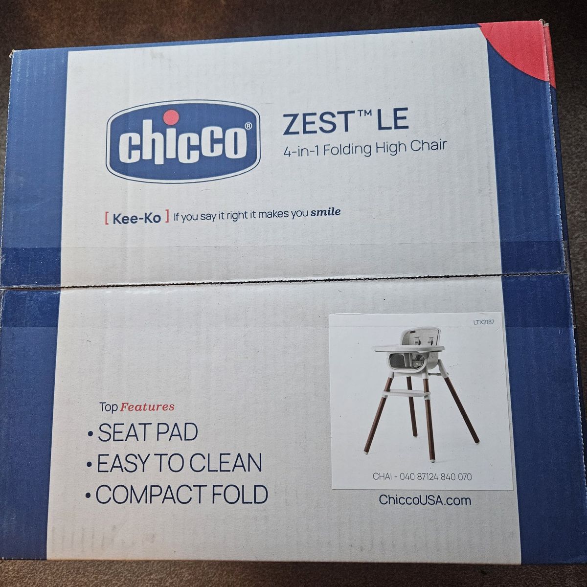 Chicco ZEST LE 4-in-1 Folding High Chair - Easy Clean, Compact Fold