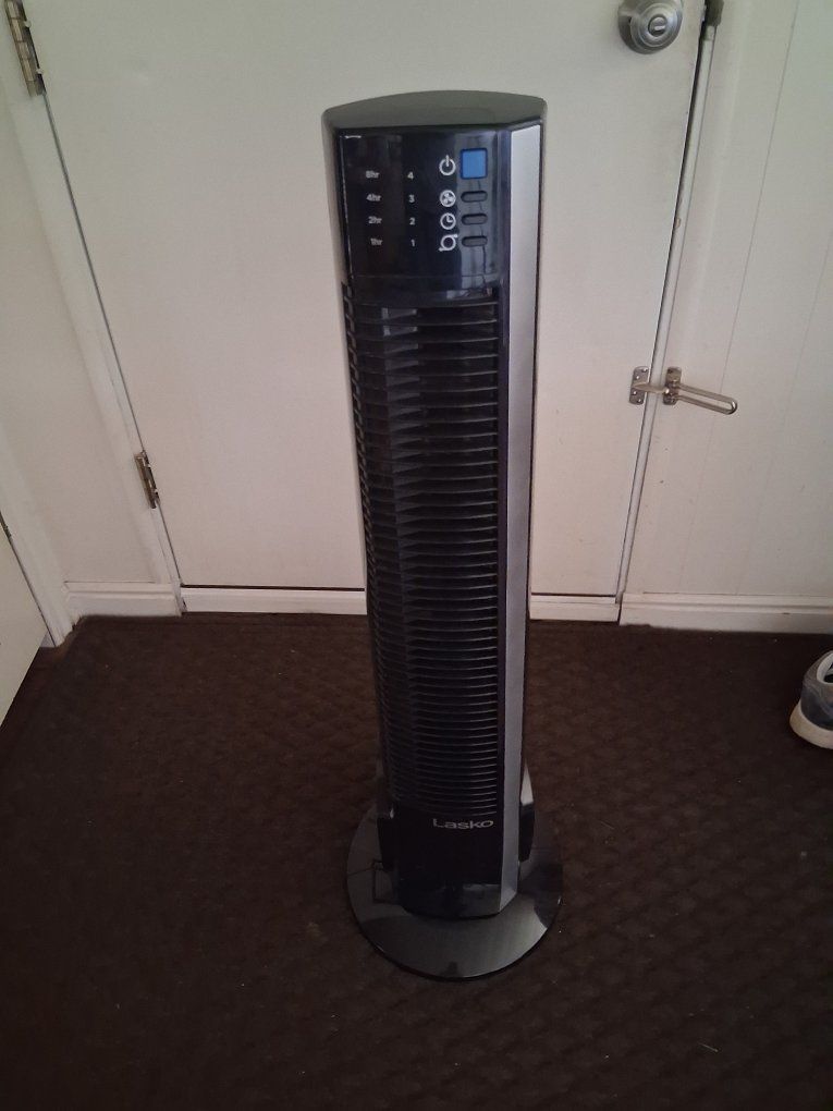 Lasko T38415 38" Tower Fan with Remote Control & Timer - Black/Silver, Oscillating