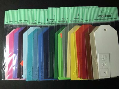 Taglines Story Telling Tags & Colorful Mats 5”x2 3/8”, NIP, Many Colors