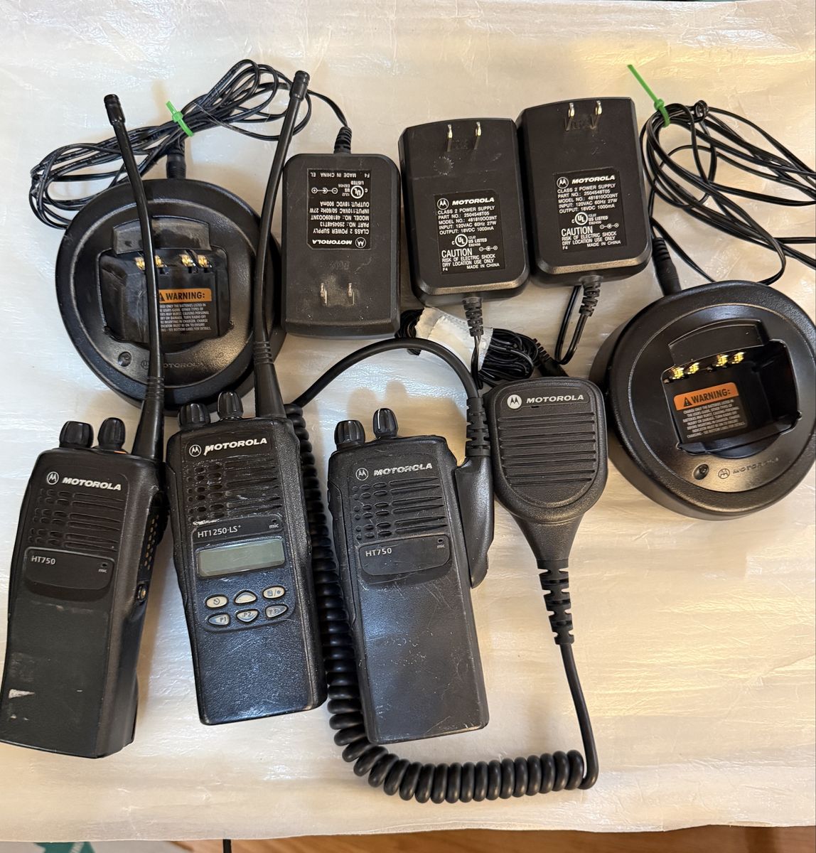 Motorola HT750 & HT1250LS Two-Way Radios with Chargers & Speaker Mics - Lot of 3