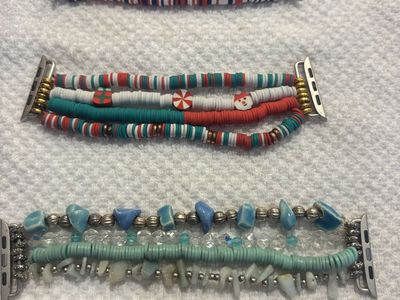 Handmade Polymer Clay Beaded Apple Watch Bands - Holiday & Patriotic Themes, Multiple Sizes