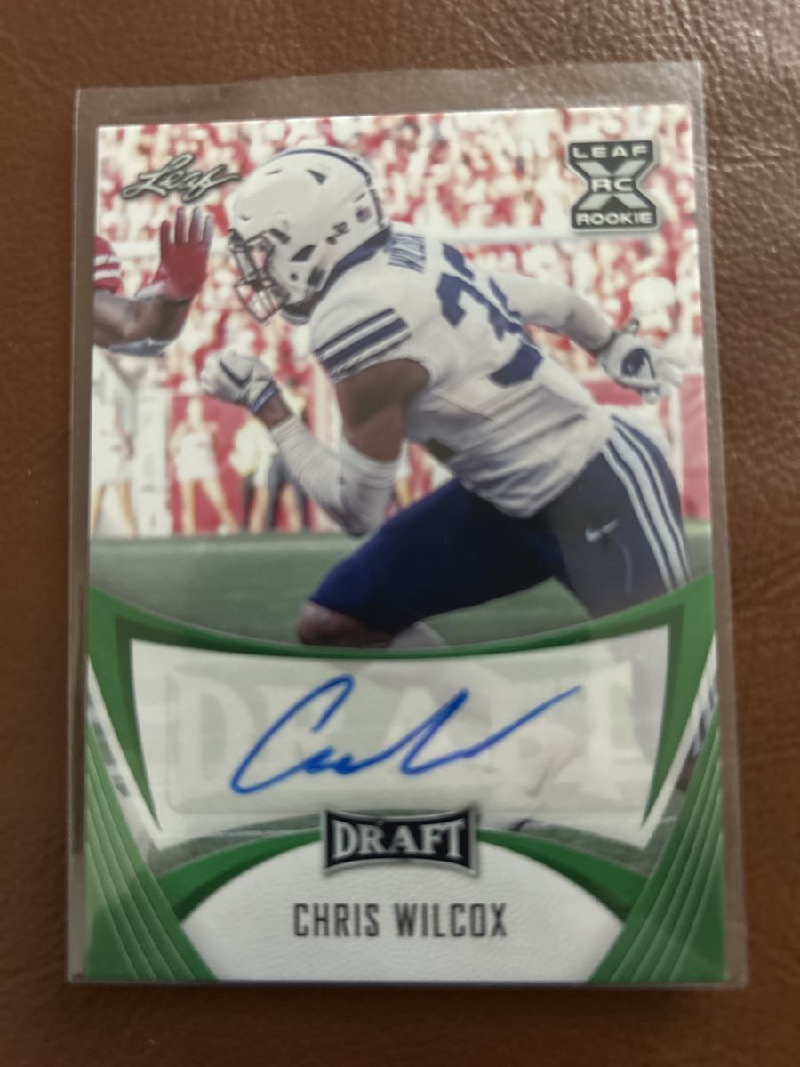 2021 Rare Green Leaf RC Rookie Chris Wilcox Autographed Draft Football Trading Card Hand Signed Auto BYU COUGARS