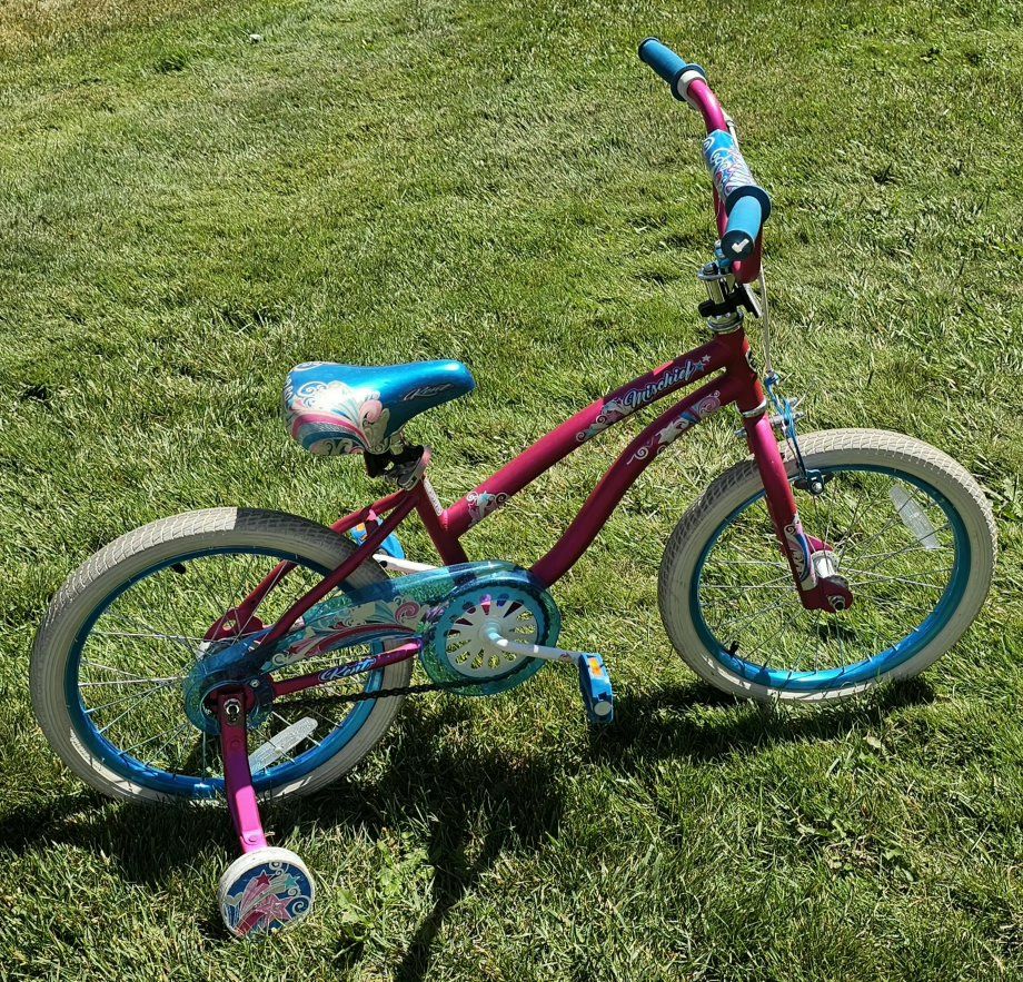 Mischief Pink & Blue Girls' 18-inch Kids Bike with Training Wheels