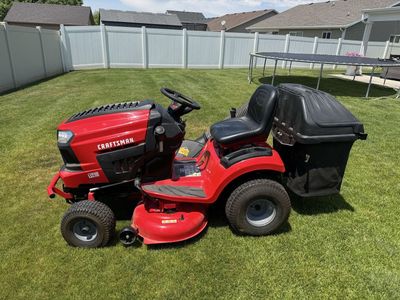 Craftsman T210 Red Riding Lawn Mower (13hours) with Bagger, 42-inch deck, 18HP, Automatic Transmission