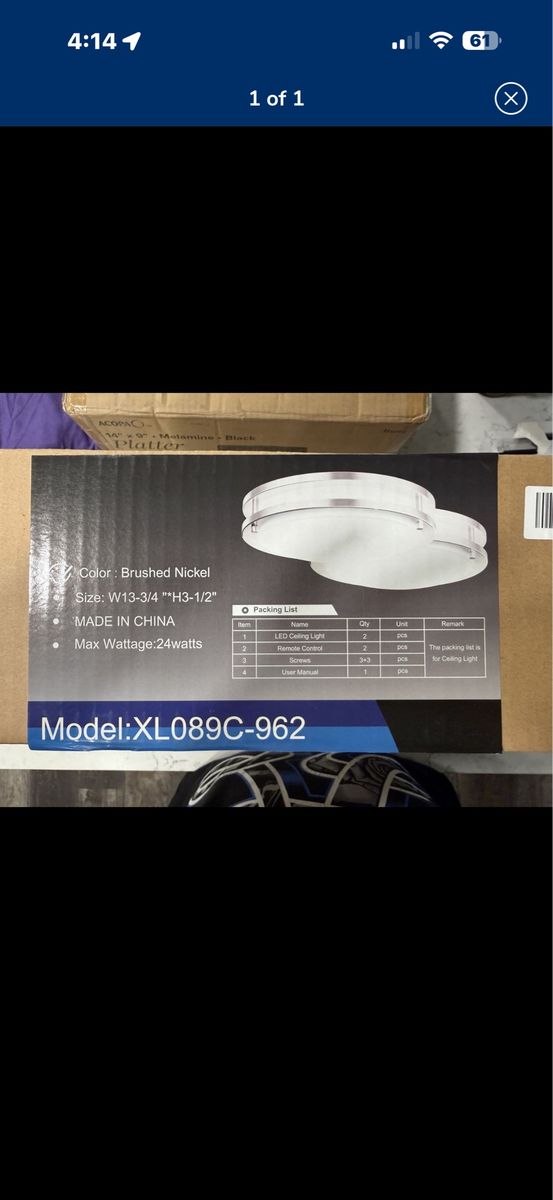 LED Ceiling Light Fixture Brushed Nickel 24W XL089C-962 2 boxes with 2 lights each 13 3/4” diameter