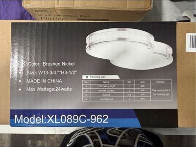 LED Ceiling Light Fixture Brushed Nickel 24W XL089C-962 2 boxes with 2 lights each 13 3/4” diameter