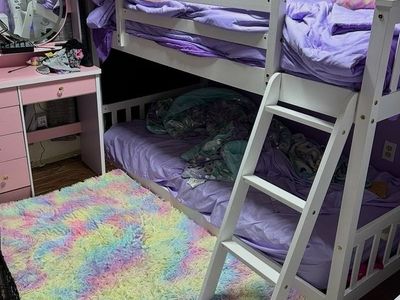 White Twin Bunk Bed with Ladder - Space-Saving Kids' Furniture