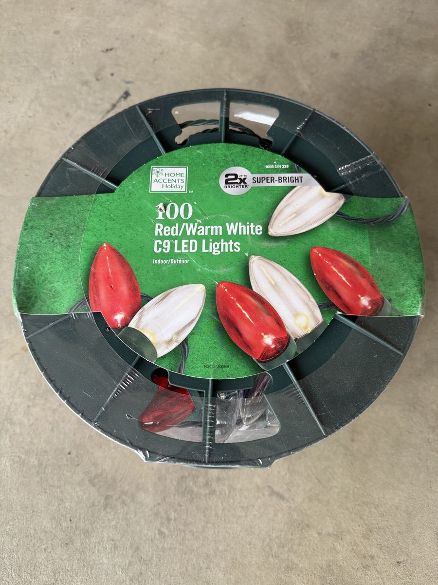 2 New Christmas Lights 65’ 100 LED Lights White Red