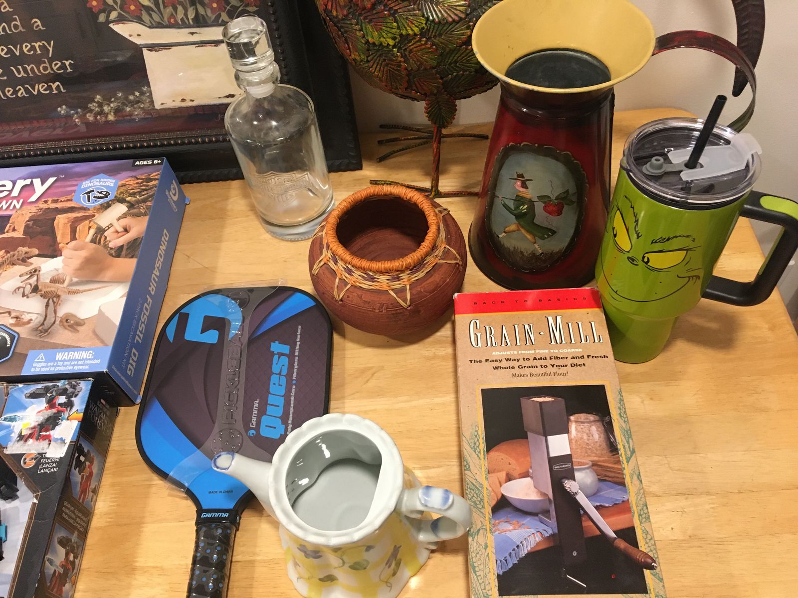 Various Household Items, Decor, Games, and Pickleball Paddle Lot