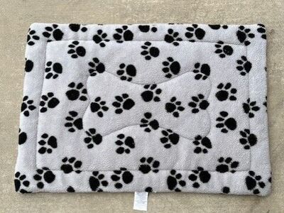 Large Gray Dog Bed with Black Paw Prints