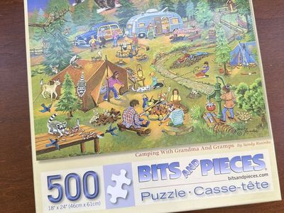 Bits and Pieces "Camping With Grandma and Gramps" 500-Piece Jigsaw Puzzle by Sandy Rusinko