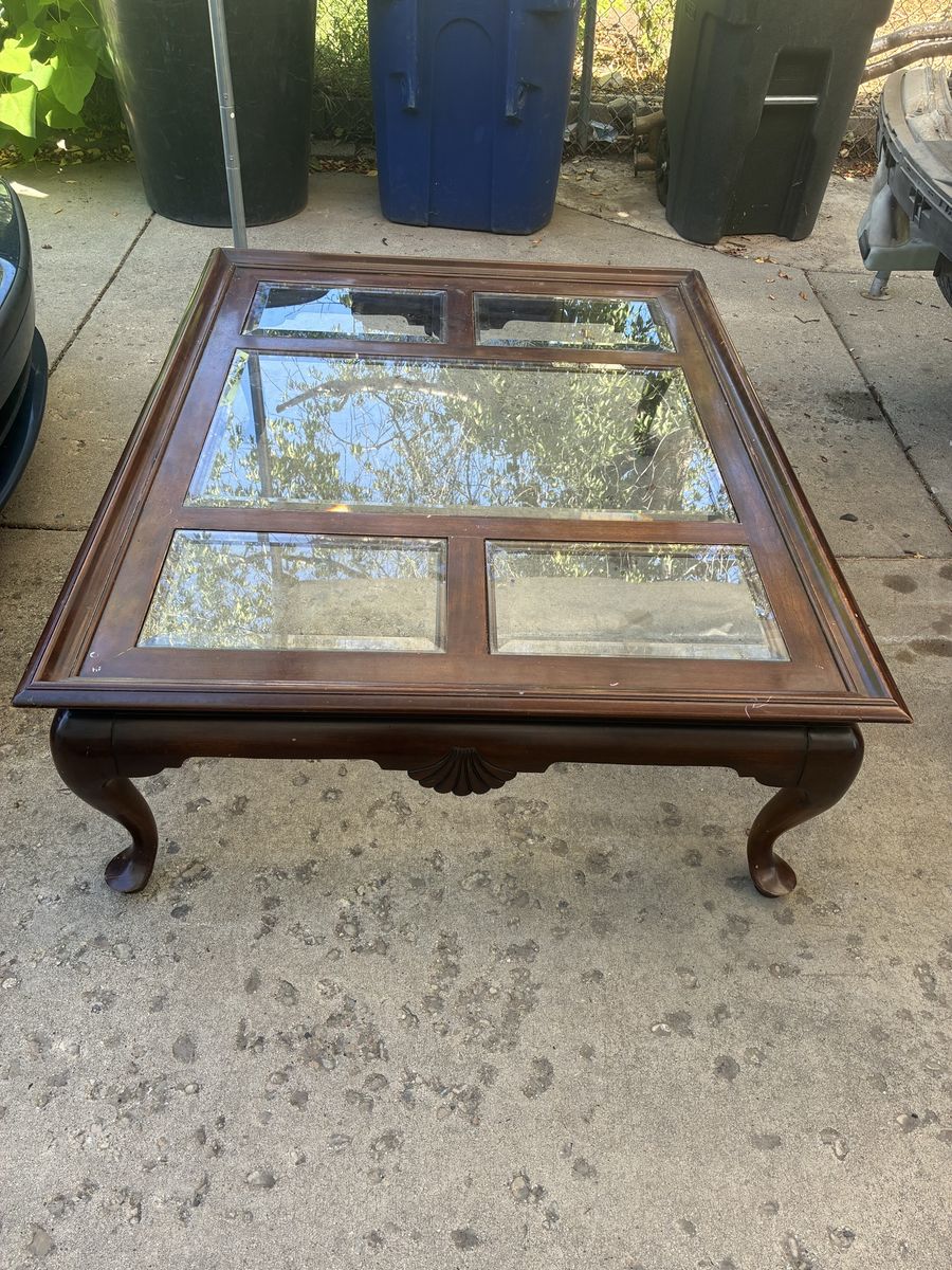 Hardwood and glass table