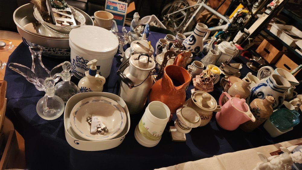 YARD SALE SATURDAY! BLUE GLASS, , Copper, CRYSTAL and VINTAGE TREASURES!