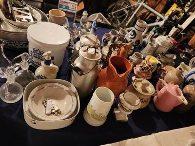 YARD SALE SATURDAY! BLUE GLASS, , Copper, CRYSTAL and VINTAGE TREASURES!