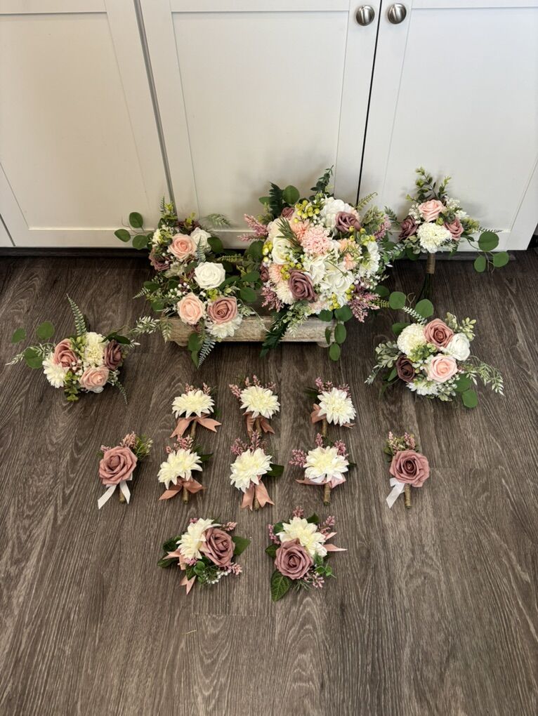 16 Piece Dustyrose , Pink Wedding Dlower Set