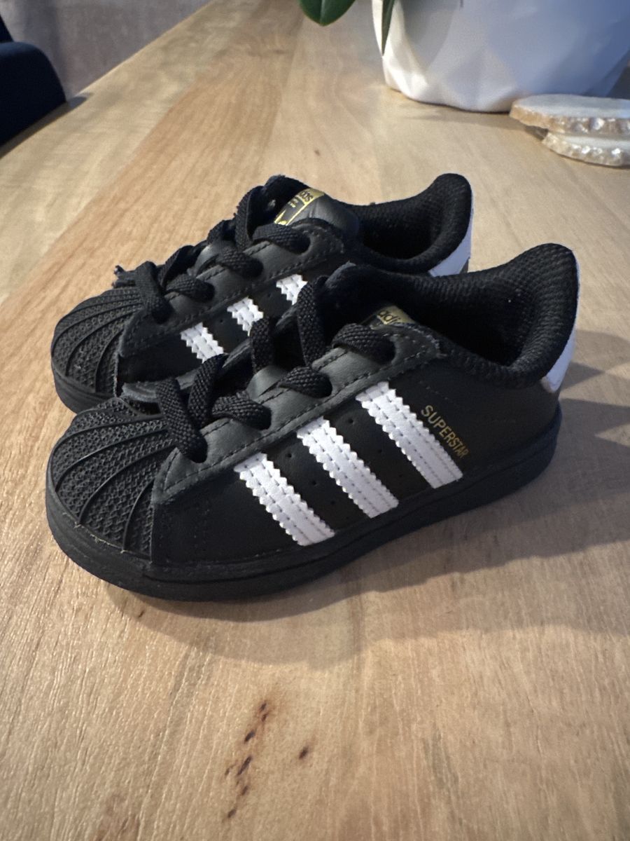 Boys black adidas superstar shoes, size 6