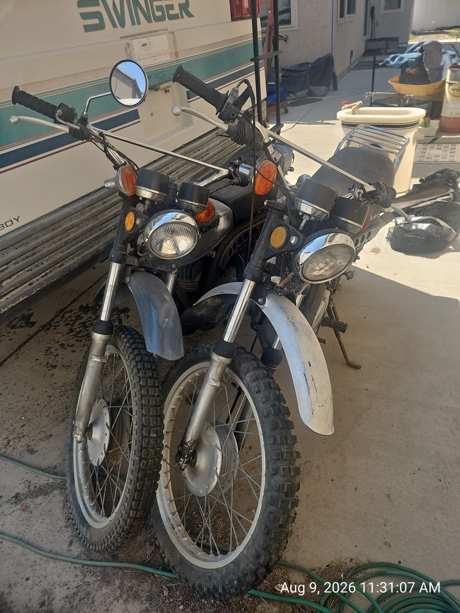 2 ea Vintage 1974 Kawasaki 250 F11 enduro motorcycles for a Project or Parts