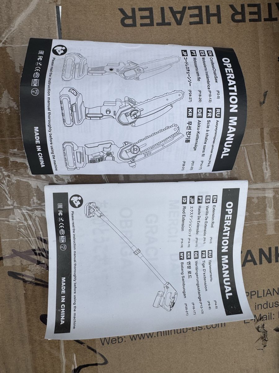Cordless mini 2in1 chainsaw with pole ext. an batt
