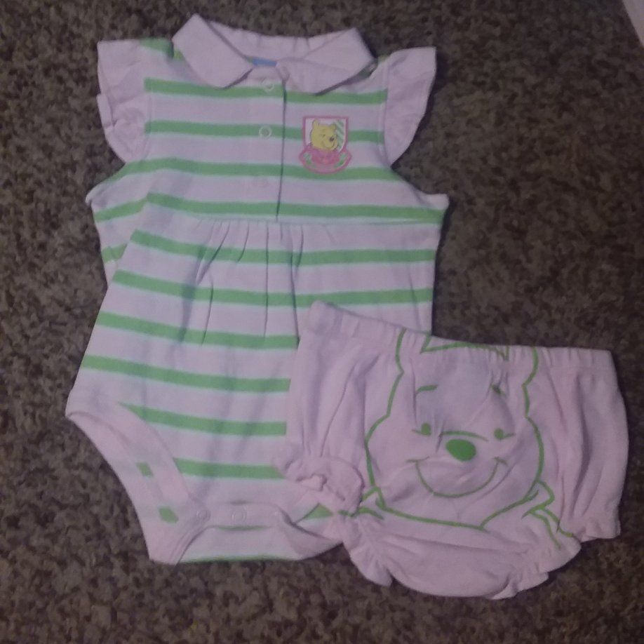 POOH SUNSUIT AND PANTIES WITH POOH FACE 6-9 MOS.