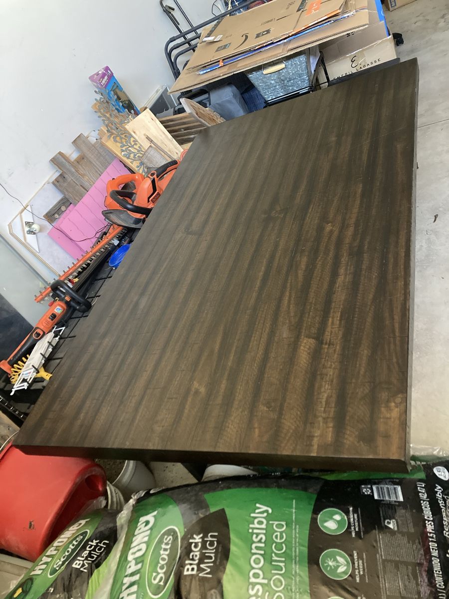 Modern Rustic Wood and Metal Dining Table 