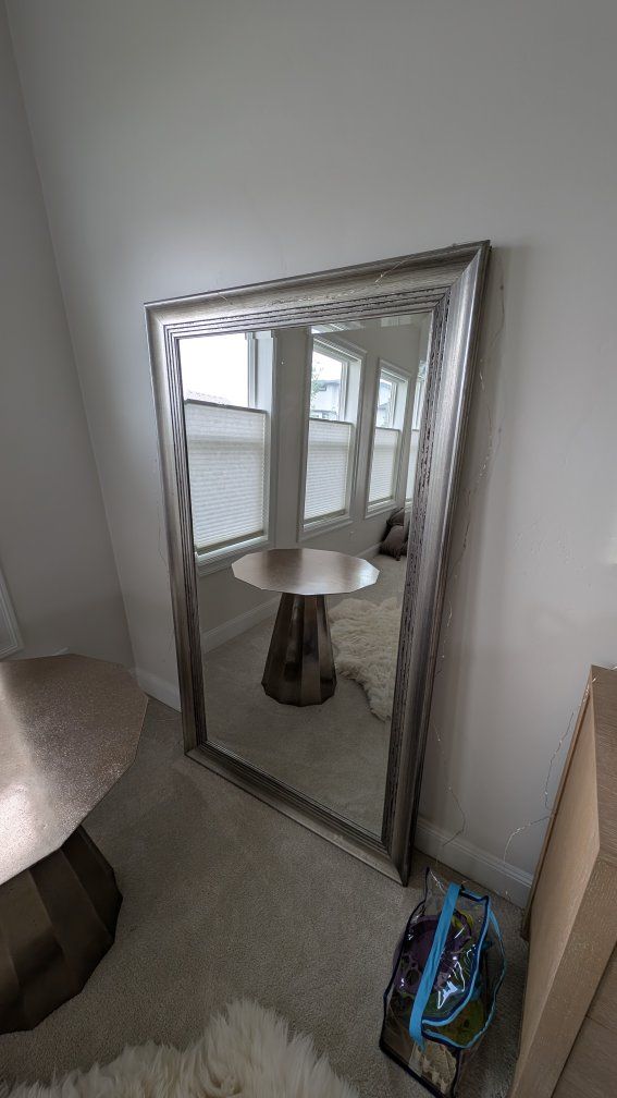 Large Silver Ornate Floor Mirror - Excellent Condition