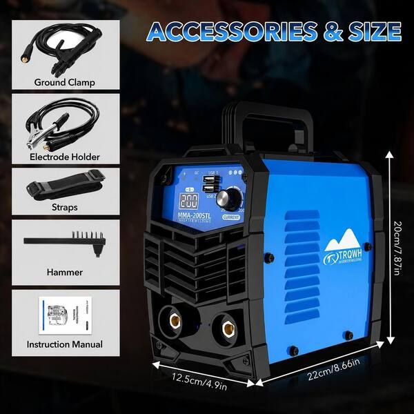 MYWISH 200 Amp 110-Volt Electric (DC) Stick Welder ARC Welding Machine, IGBT Inverter MMA Portable Welder with IGBT Inv